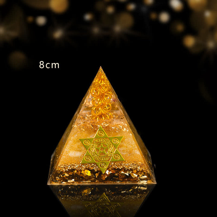 Pyramide d'orgone en citrine naturelle porte-bonheur et prospère Olivenorma