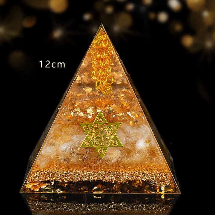 Pyramide d'orgone en citrine naturelle porte-bonheur et prospère Olivenorma