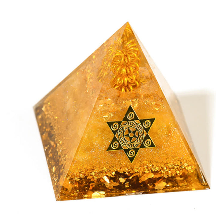 Pyramide d'orgone en citrine naturelle porte-bonheur et prospère Olivenorma