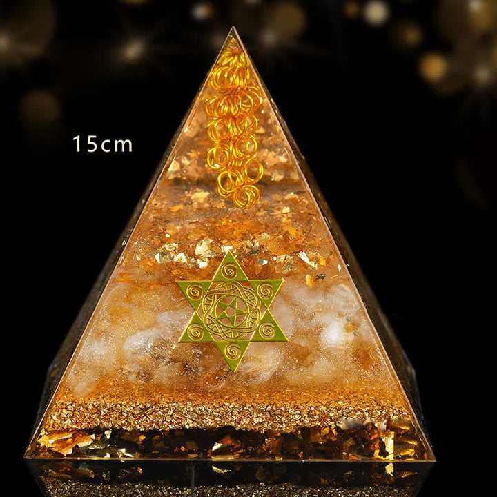Pyramide d'orgone en citrine naturelle porte-bonheur et prospère Olivenorma