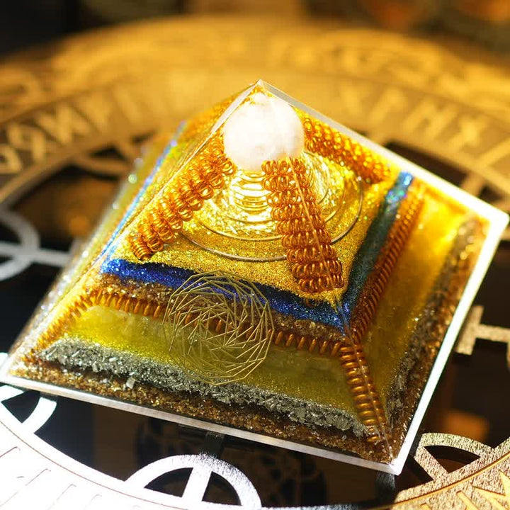 Pyramide d'orgone en cristal de citrine transparent Olivenorma « Clé de la richesse »