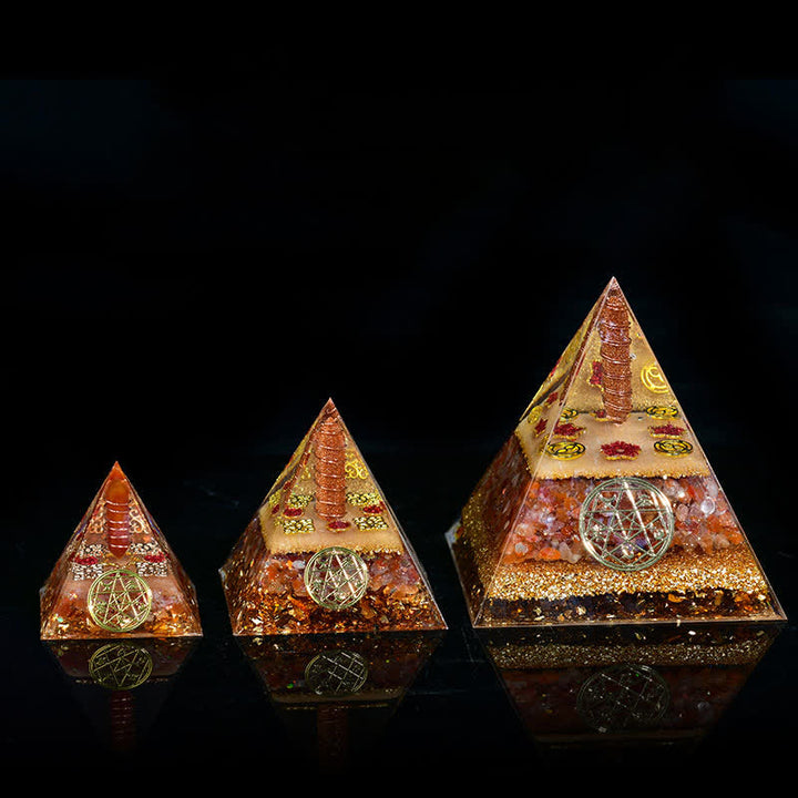 Olivenorma Cinq éléments Métal Bois Eau Feu Terre Orgone Pyramide
