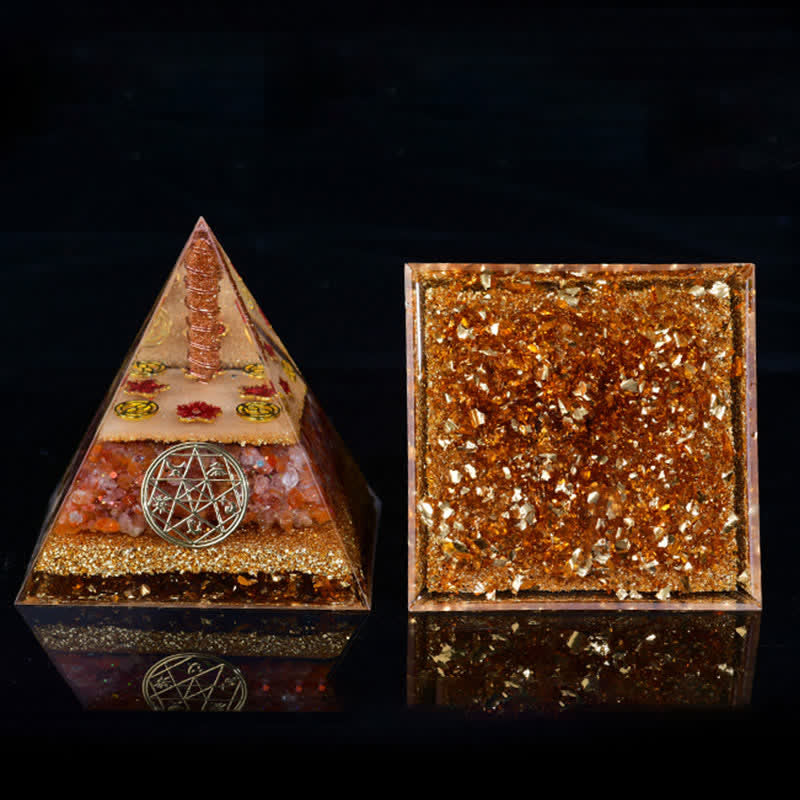 Olivenorma Cinq éléments Métal Bois Eau Feu Terre Orgone Pyramide