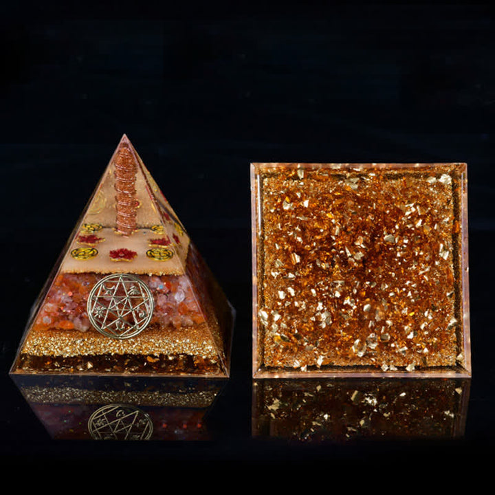 Olivenorma Cinq éléments Métal Bois Eau Feu Terre Orgone Pyramide