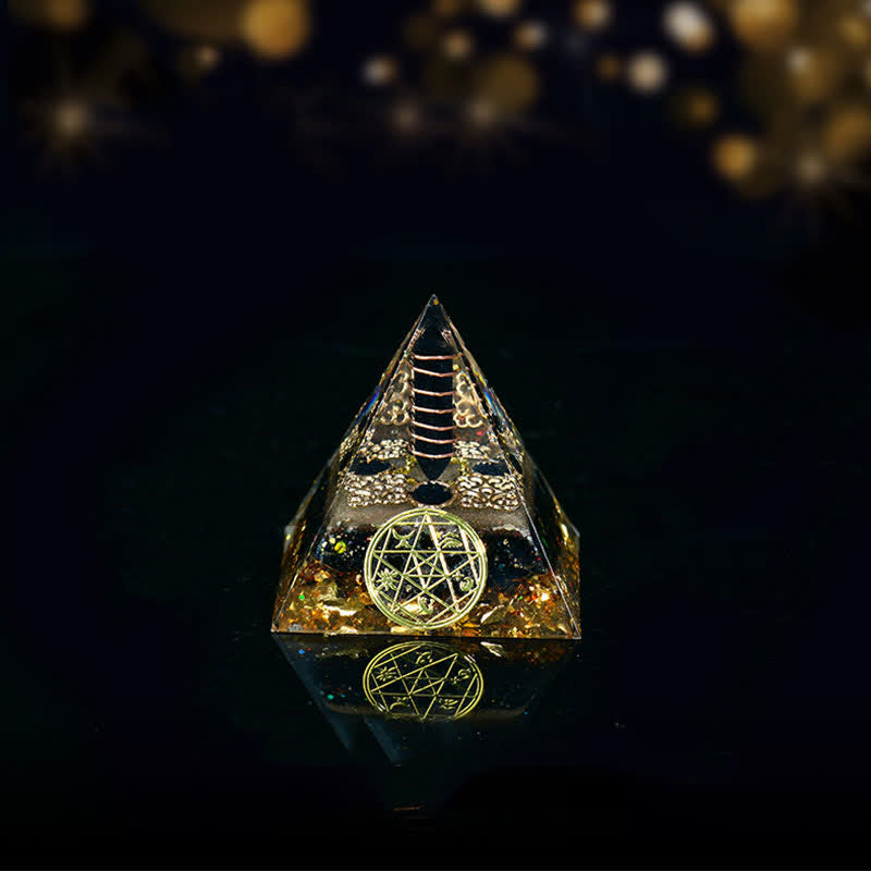 Olivenorma Cinq éléments Métal Bois Eau Feu Terre Orgone Pyramide