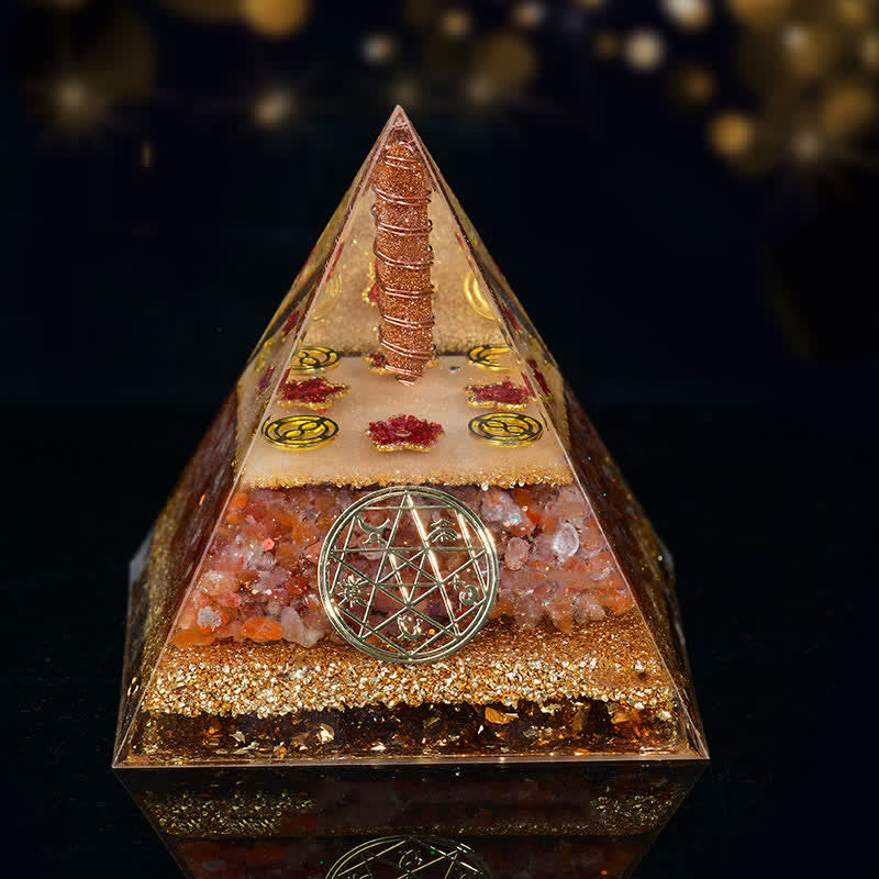 Olivenorma Cinq éléments Métal Bois Eau Feu Terre Orgone Pyramide