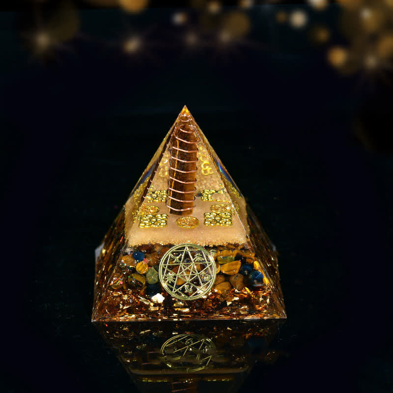 Olivenorma Cinq éléments Métal Bois Eau Feu Terre Orgone Pyramide