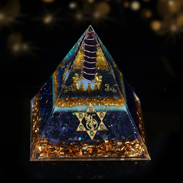 Olivenorma 10cm Bonne Chance Cristal Naturel Prisme Orgone Pyramide