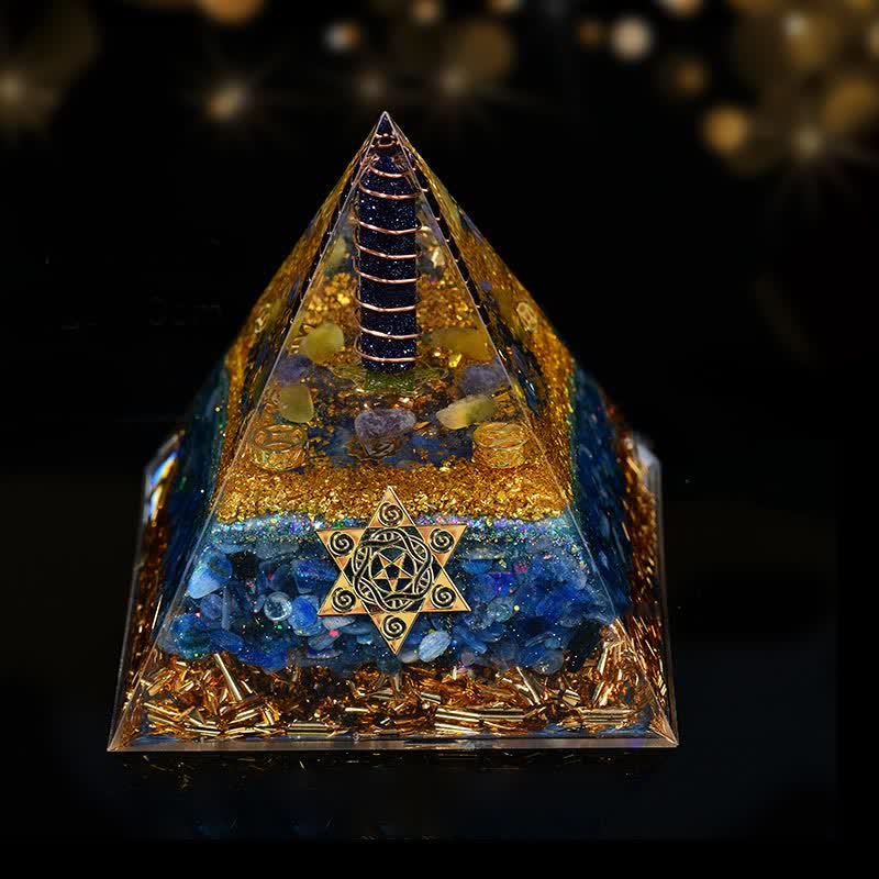 Olivenorma 10cm Bonne Chance Cristal Naturel Prisme Orgone Pyramide