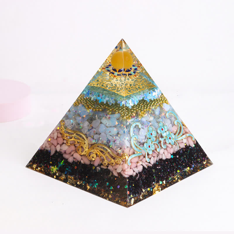 Pyramide d'orgone en cristal naturel Olivenorma de 15 cm