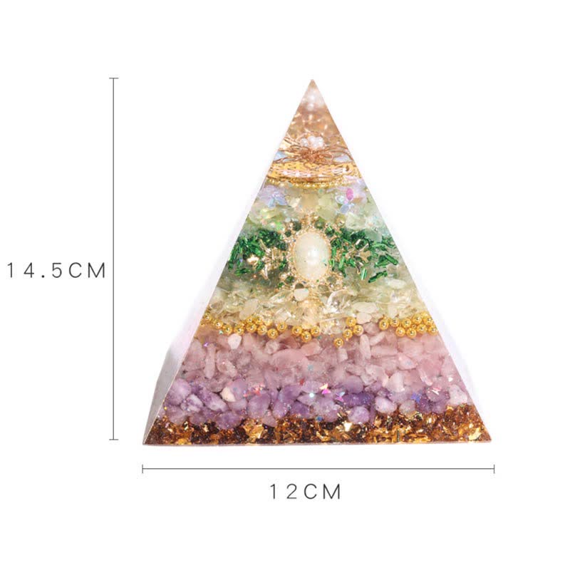 Pyramide orgonite collectrice d'énergie de 12 cm fabriquée à la main par Olivenorma