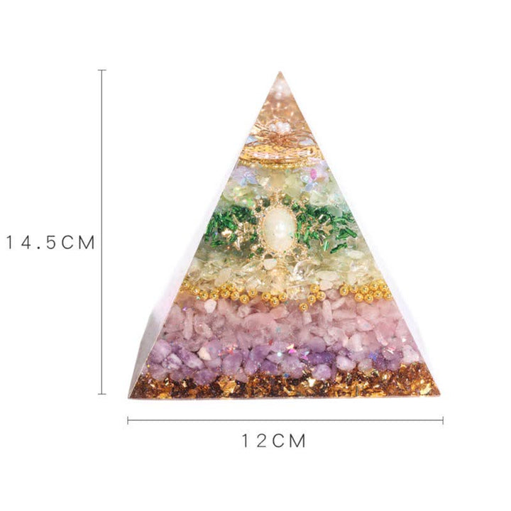 Pyramide orgonite collectrice d'énergie de 12 cm fabriquée à la main par Olivenorma