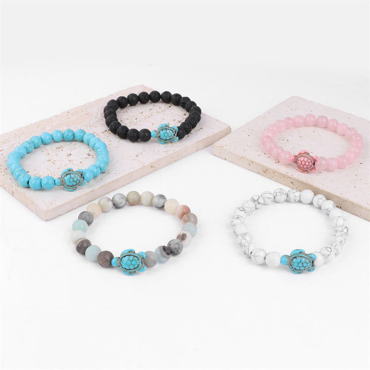Olivenorma « Sense of Flow » – Bracelet simple tortue en pierre naturelle turquoise 
