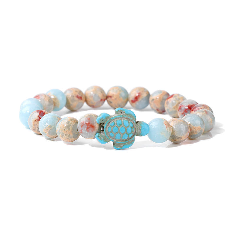 Olivenorma « Sense of Flow » – Bracelet simple tortue en pierre naturelle turquoise 