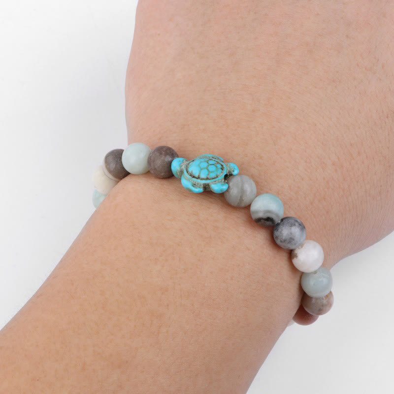 Olivenorma « Sense of Flow » – Bracelet simple tortue en pierre naturelle turquoise 
