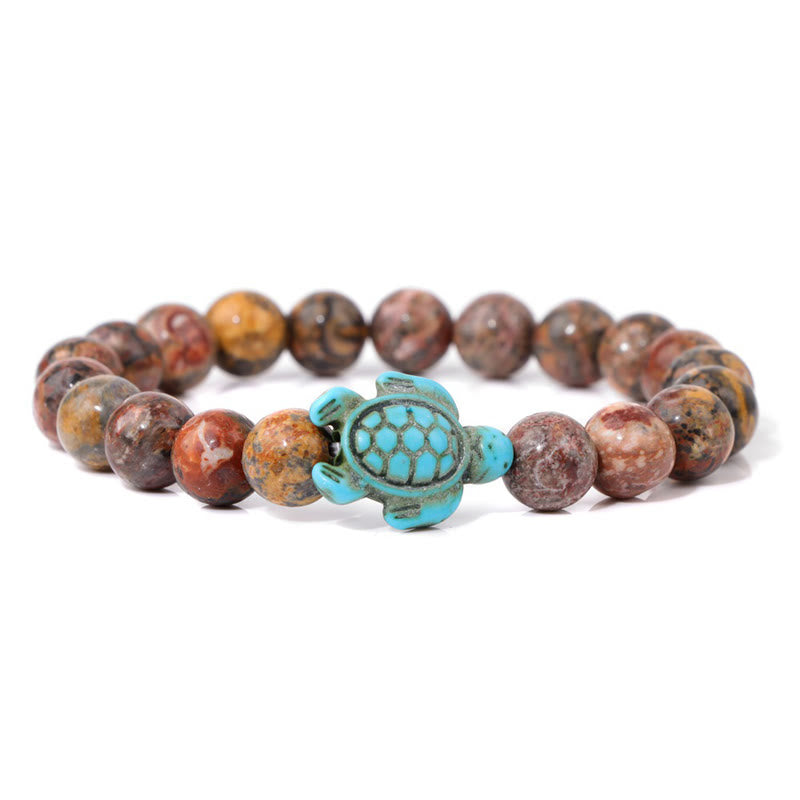 Olivenorma « Sense of Flow » – Bracelet simple tortue en pierre naturelle turquoise 