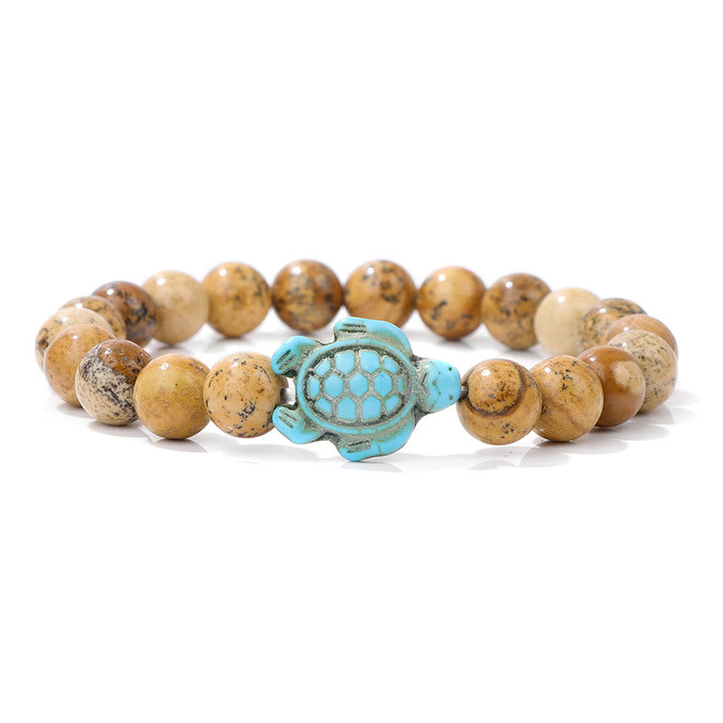 Olivenorma « Sense of Flow » – Bracelet simple tortue en pierre naturelle turquoise 