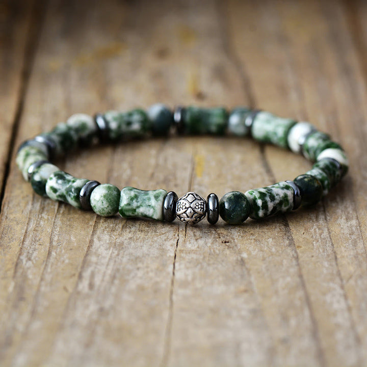 Olivenorma « Deepest Dreams » - Bracelet en aventurine bleue naturelle et agate mousse - Agate mousse - image 4