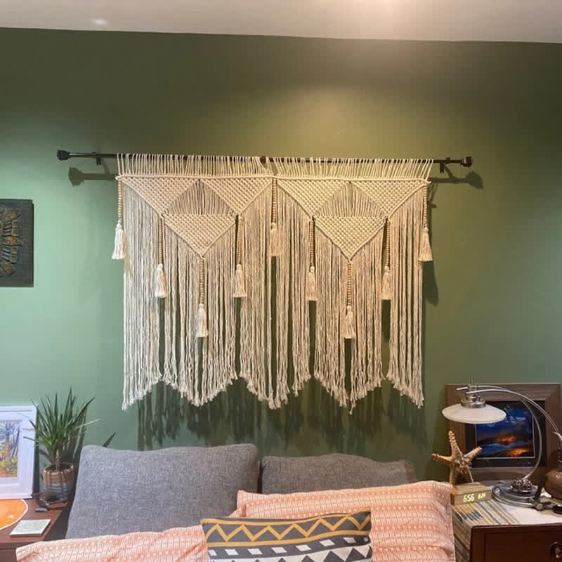 Tapisserie Boho Olivenorma Grande décoration murale en macramé - image 9