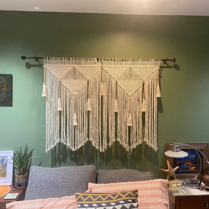 Tapisserie Boho Olivenorma Grande décoration murale en macramé - image 9