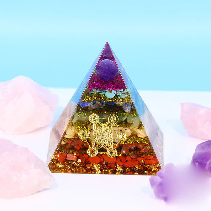 Pyramide d'orgone du cube de Métatron du chakra Olivenorma