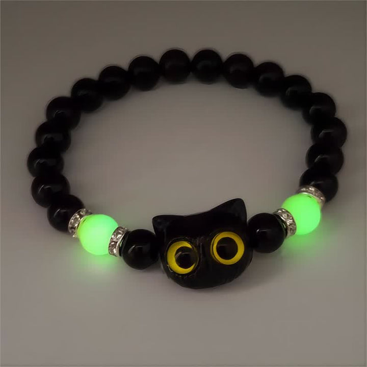 Olivenorma 1 bracelet de perles avec pendentif en forme de chat mignon et lumineux
