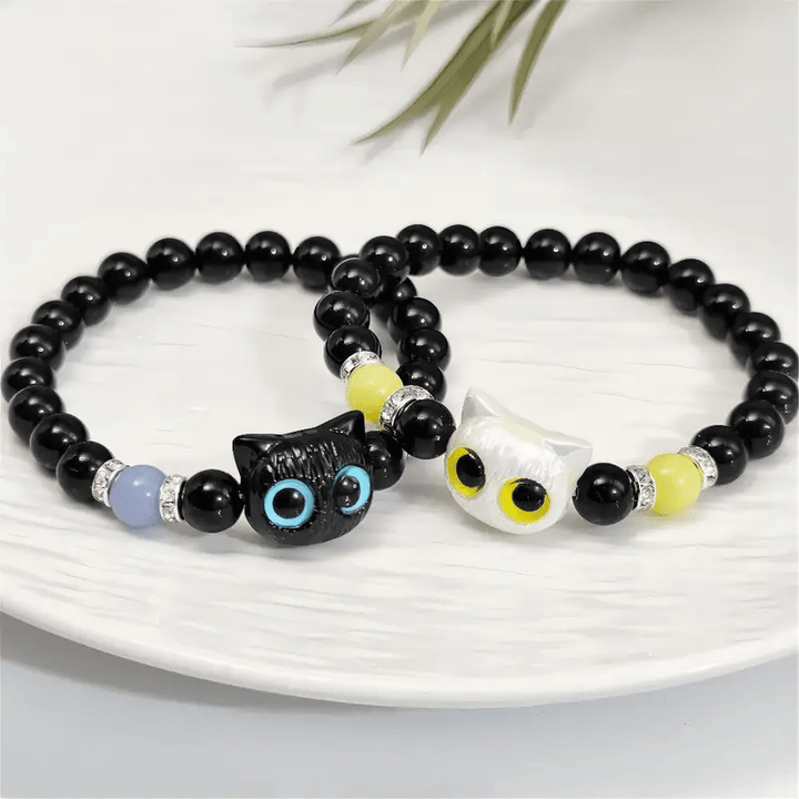 Olivenorma 1 bracelet de perles avec pendentif en forme de chat mignon et lumineux