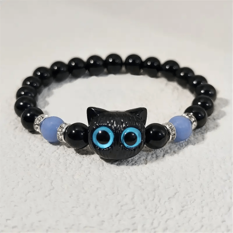 Olivenorma 1 bracelet de perles avec pendentif en forme de chat mignon et lumineux