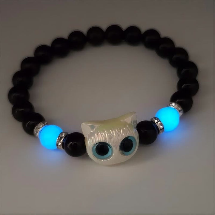 Olivenorma 1 bracelet de perles avec pendentif en forme de chat mignon et lumineux