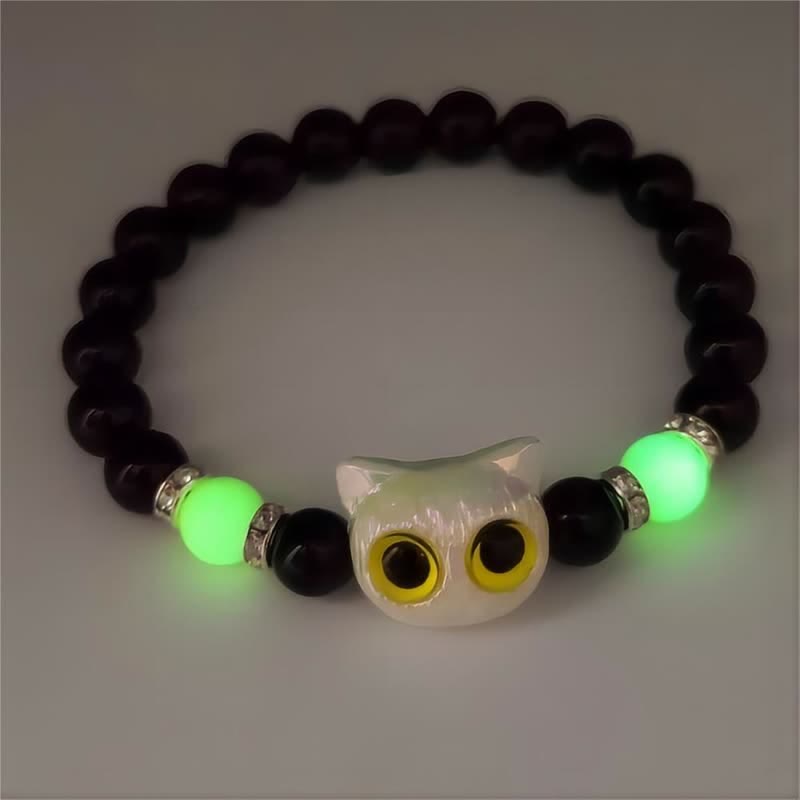 Olivenorma 1 bracelet de perles avec pendentif en forme de chat mignon et lumineux