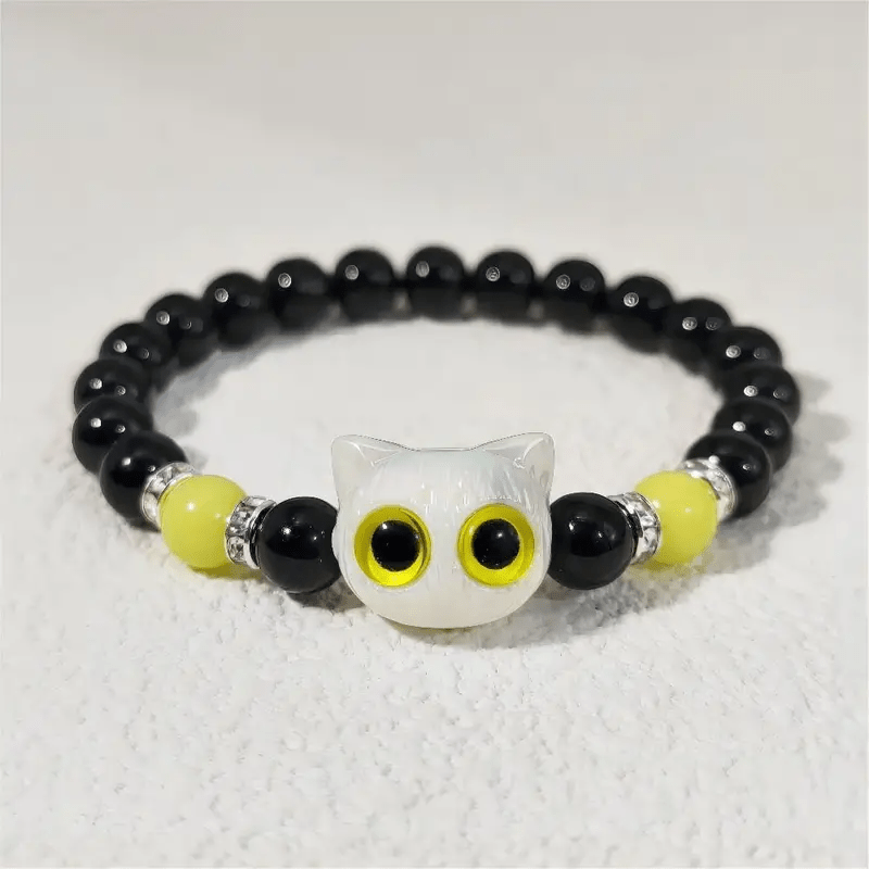 Olivenorma 1 bracelet de perles avec pendentif en forme de chat mignon et lumineux