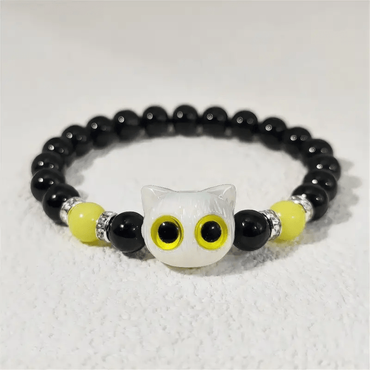 Olivenorma 1 bracelet de perles avec pendentif en forme de chat mignon et lumineux