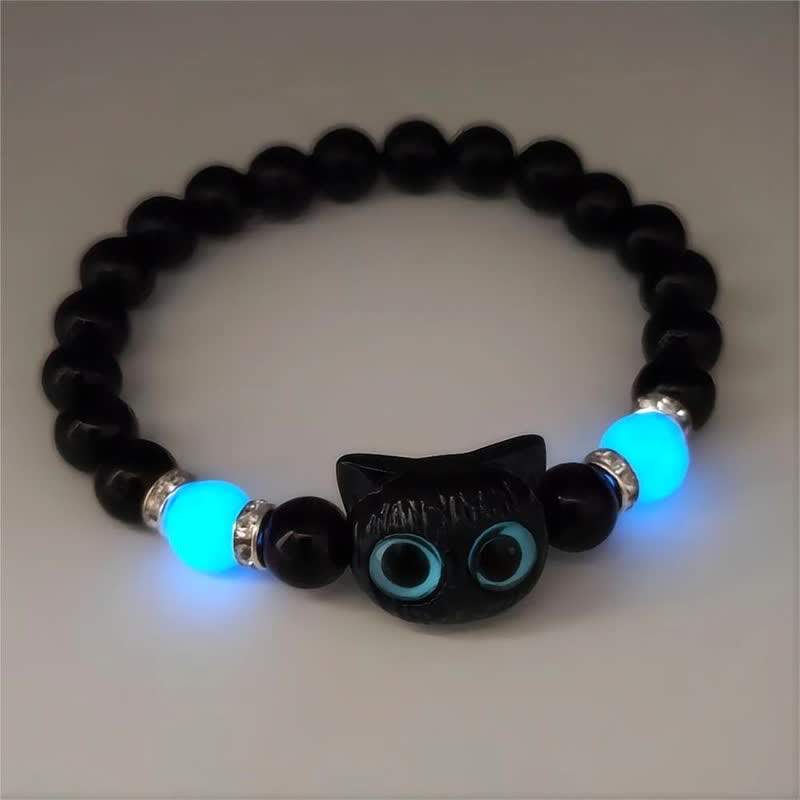 Olivenorma 1 bracelet de perles avec pendentif en forme de chat mignon et lumineux
