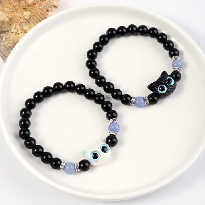 Olivenorma 1 bracelet de perles avec pendentif en forme de chat mignon et lumineux