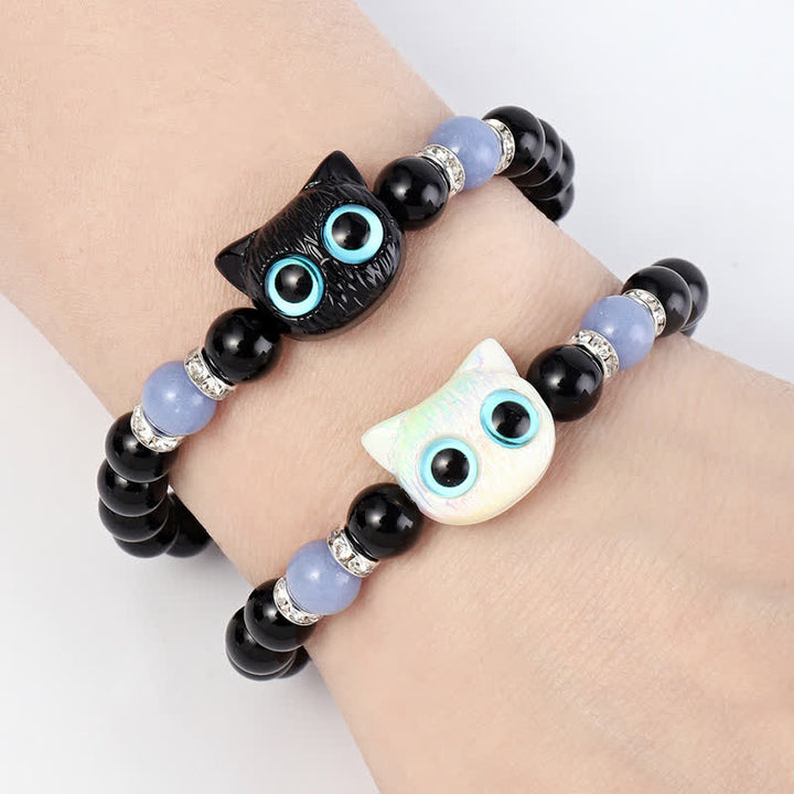Olivenorma 1 bracelet de perles avec pendentif en forme de chat mignon et lumineux