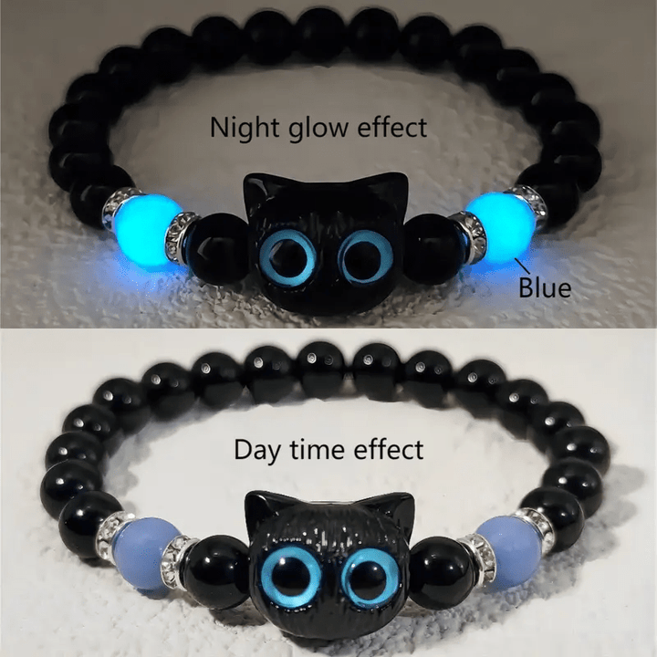 Olivenorma 1 bracelet de perles avec pendentif en forme de chat mignon et lumineux