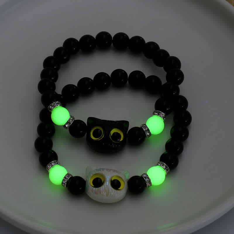 Olivenorma 1 bracelet de perles avec pendentif en forme de chat mignon et lumineux
