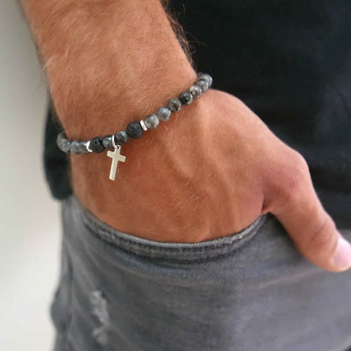 Bracelet en perles de pierre naturelle de Bohème pour homme Olivenorma