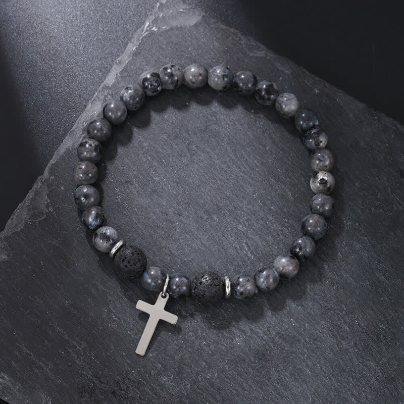 Bracelet en perles de pierre naturelle de Bohème pour homme Olivenorma