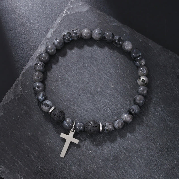 Bracelet en perles de pierre naturelle de Bohème pour homme Olivenorma