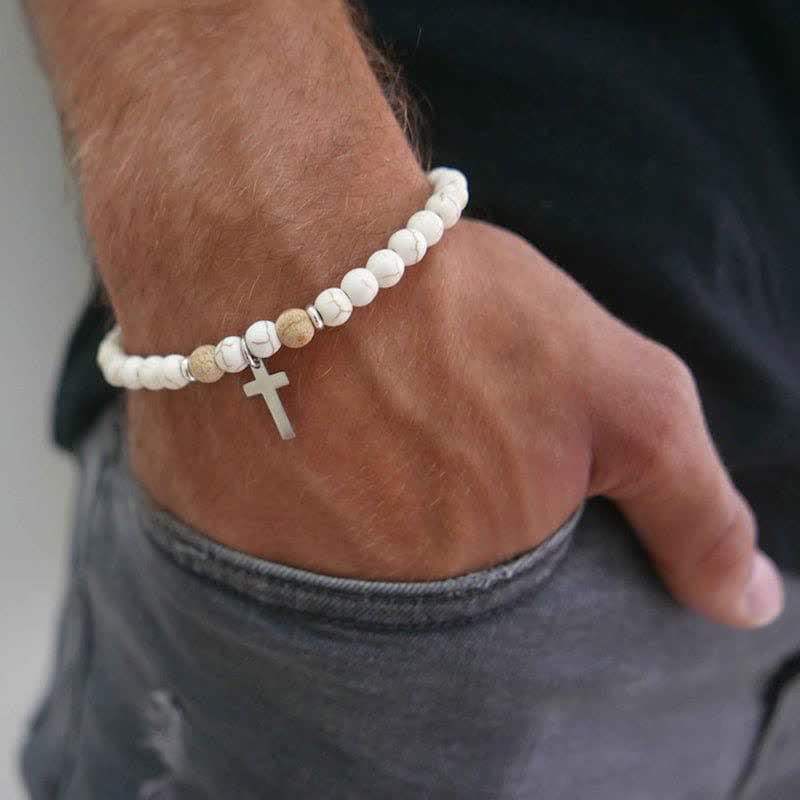 Bracelet en perles de pierre naturelle de Bohème pour homme Olivenorma