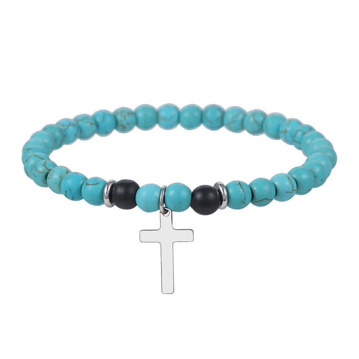 Bracelet en perles de pierre naturelle de Bohème pour homme Olivenorma