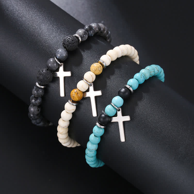 Bracelet en perles de pierre naturelle de Bohème pour homme Olivenorma