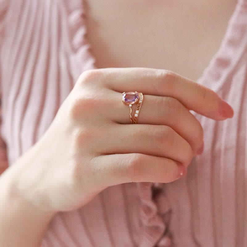 Bague Olivenorma en forme de vague avec cube de sucre en améthyste - image 3