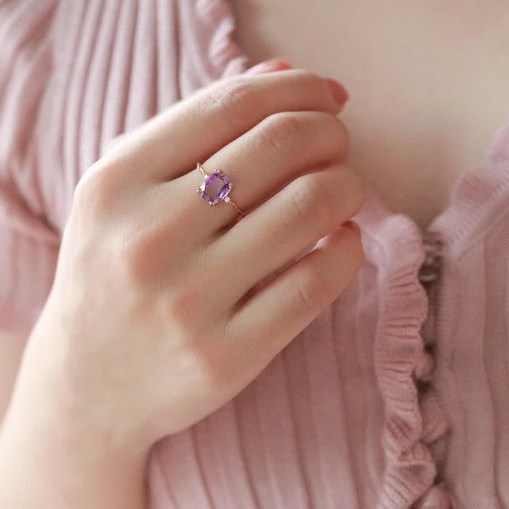 Bague Olivenorma en forme de vague avec cube de sucre en améthyste