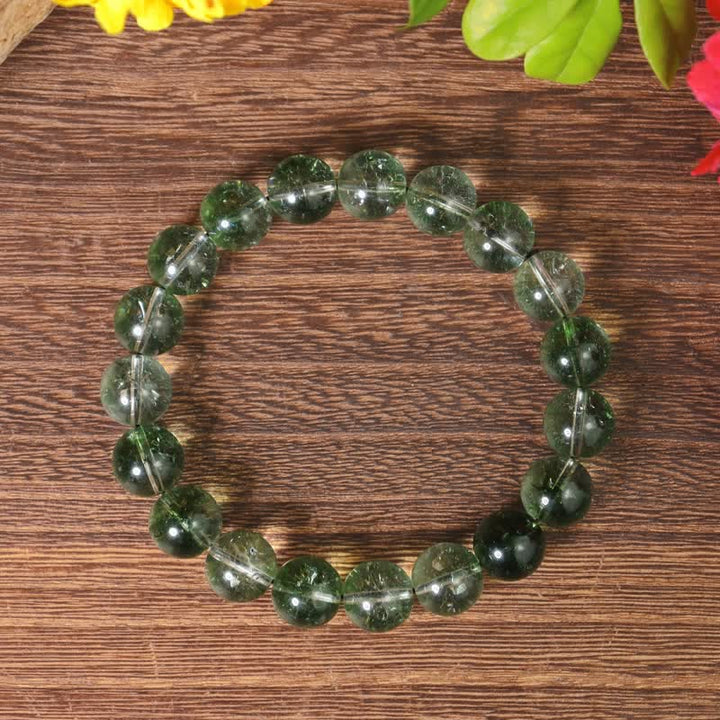 Bracelet en perles de quartz fantôme vert Olivenorma 6-14 mm 
