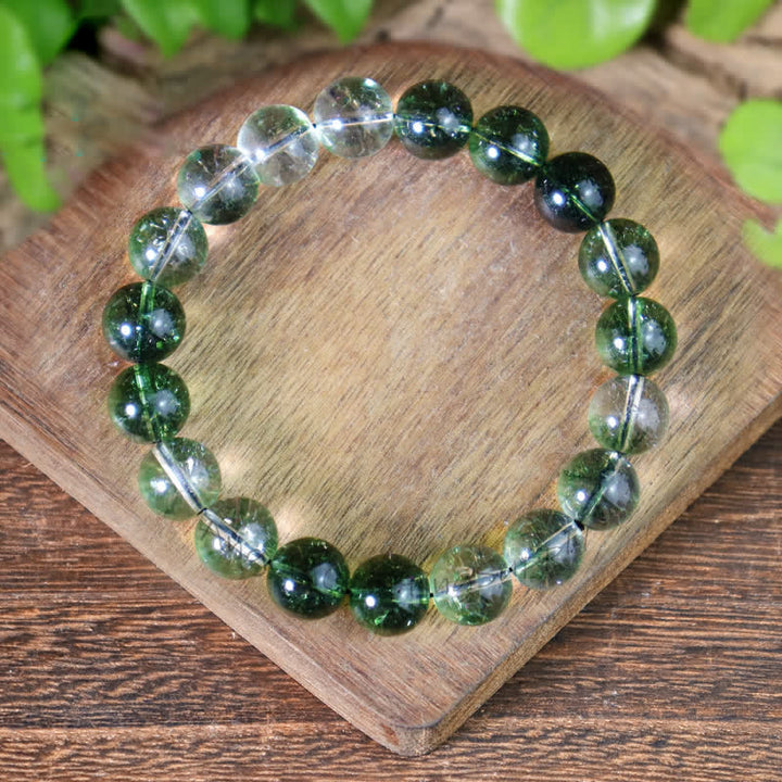 Bracelet en perles de quartz fantôme vert Olivenorma 6-14 mm 