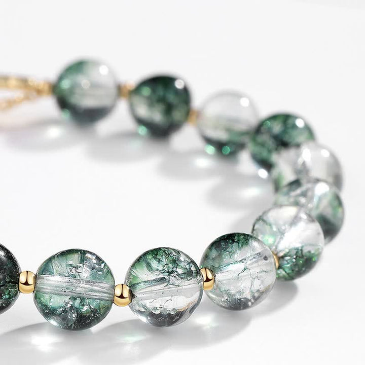 Bracelet pendentif en perles de quartz fantôme vert Sakura Olivenorma 
