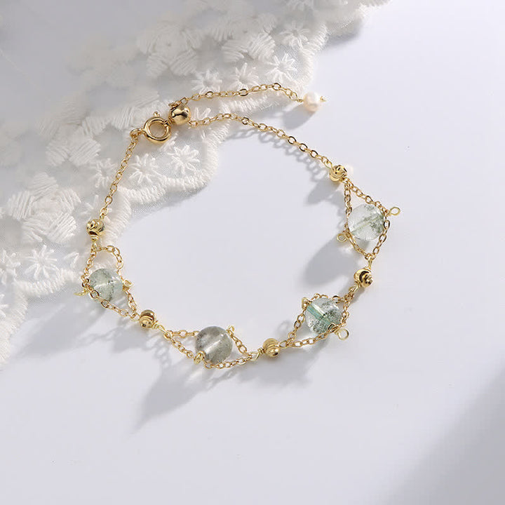 Bracelet en perles de quartz fantôme vert Olivenorma « Lucky »
