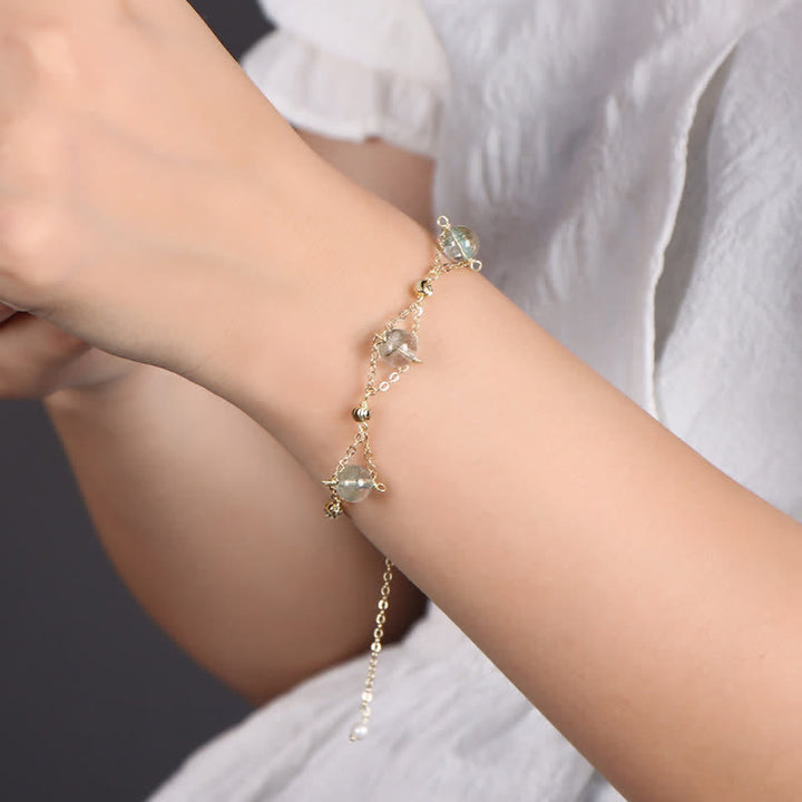 Bracelet en perles de quartz fantôme vert Olivenorma « Lucky »